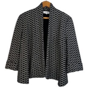 Jones Studio Textured Geometric Pattern Open Front Jacket Cardigan Size XL